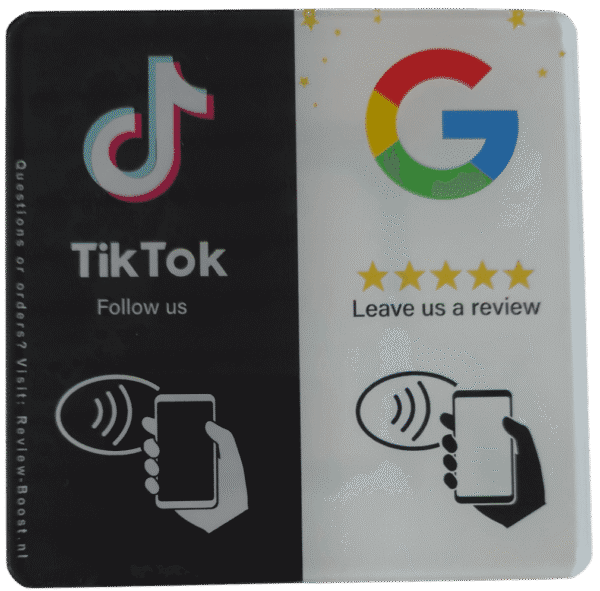 NFC Duo TikTok/Google bord 10x10cm PVC+Epoxy