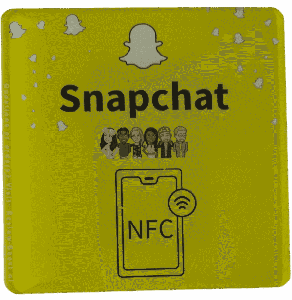 NFC Snapchat bord 10x10cm PVC+Epoxy Geel