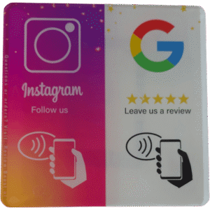 NFC Duo Instagram/Google bord 10x10cm PVC+Epoxy