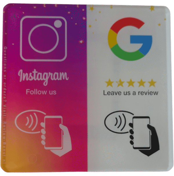 NFC Duo Instagram/Google bord 10x10cm PVC+Epoxy