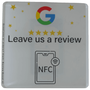 NFC Google Review bord 10x10cm PVC+Epoxy WIT