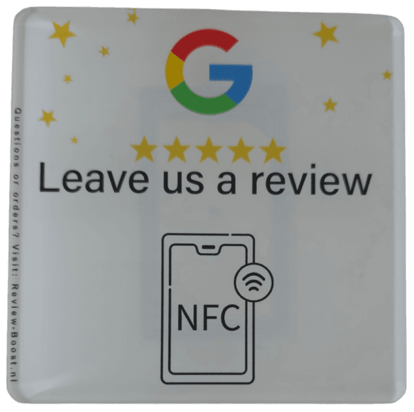 NFC Google Review bord 10x10cm PVC+Epoxy WIT