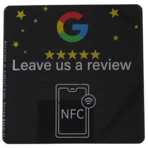 NFC Google Review bord 10x10cm PVC+Epoxy Zwart